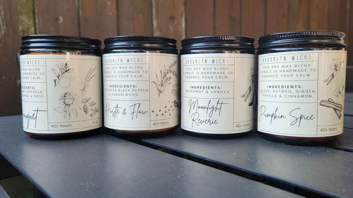 Hustle & Flow – 8oz Scented Candle | Energize Your Grind, Soothe Your Soul - Brooklyn Wicks Studio