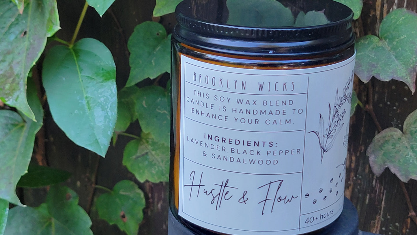 Hustle & Flow – 8oz Scented Candle | Energize Your Grind, Soothe Your Soul - Brooklyn Wicks Studio