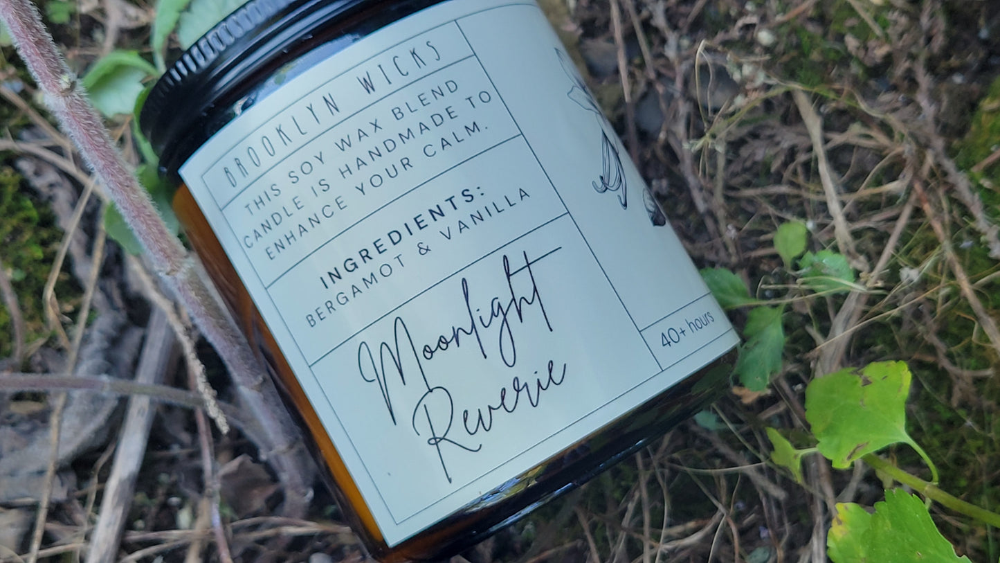 Moonlight Reverie – 8oz Scented Candle | Bergamot & Vanilla - Brooklyn Wicks Studio