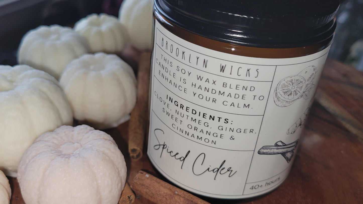 Spiced Cider Candle | 8 oz Fall Scented Candle - Brooklyn Wicks Studio