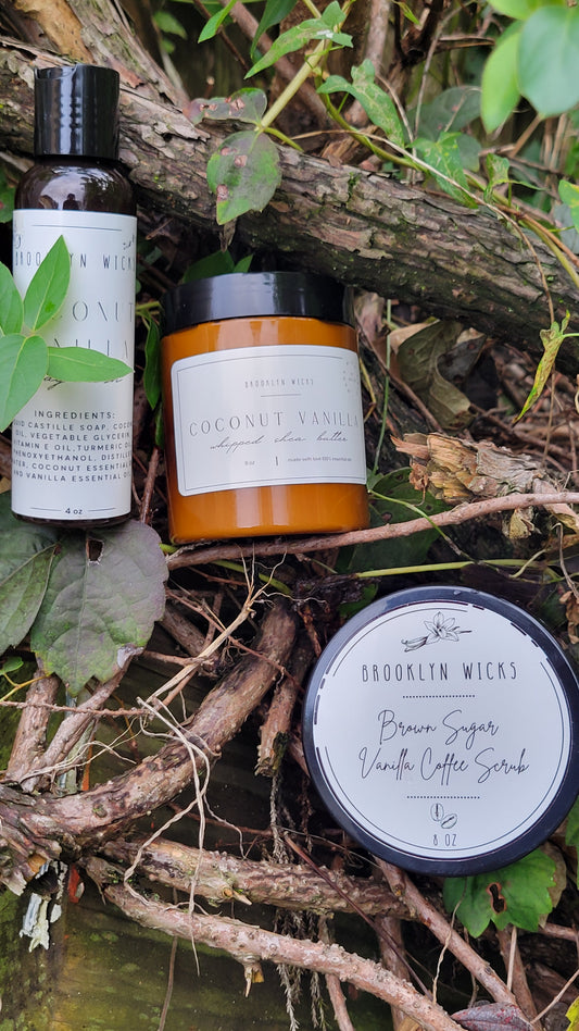 Coconut Vanilla Body Wash – Hydrating & Paraben-Free | All-Natural Skincare | 4oz & 8oz - Brooklyn Wicks Studio