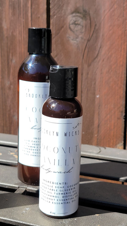 Coconut Vanilla Body Wash – Hydrating & Paraben-Free | All-Natural Skincare | 4oz & 8oz